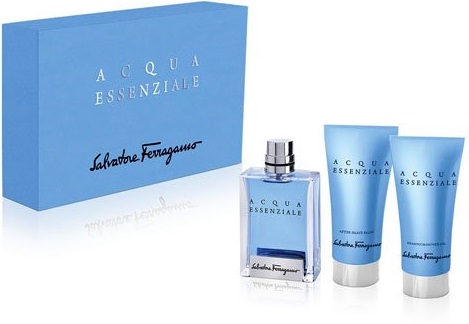 Salvatore Ferragamo Acqua Essenziale férfi parfüm szett (100ml EDT parfüm+ 50ml tusfürdő és after shave b.